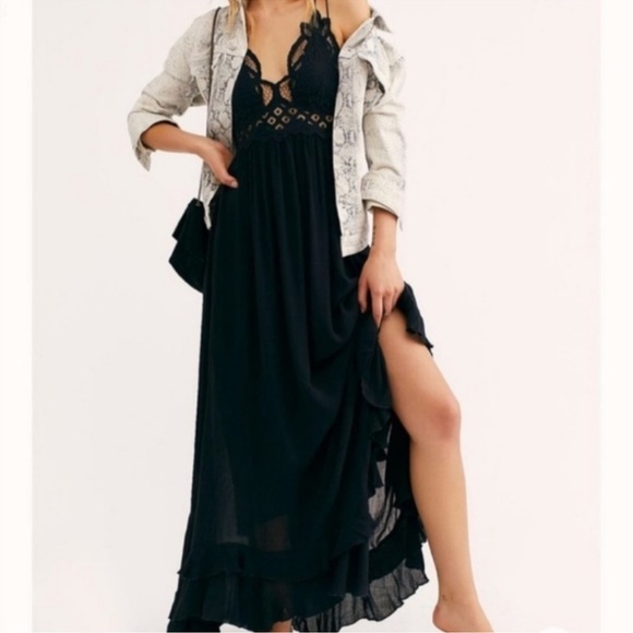 Free People Black Lace Backless Maxi Dress - Picture 2 of 6